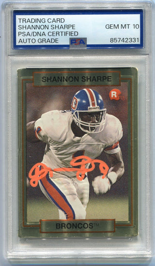 Shannon Sharpe 1990 Autographed RC #46 PSA/DNA Certified Graded 10