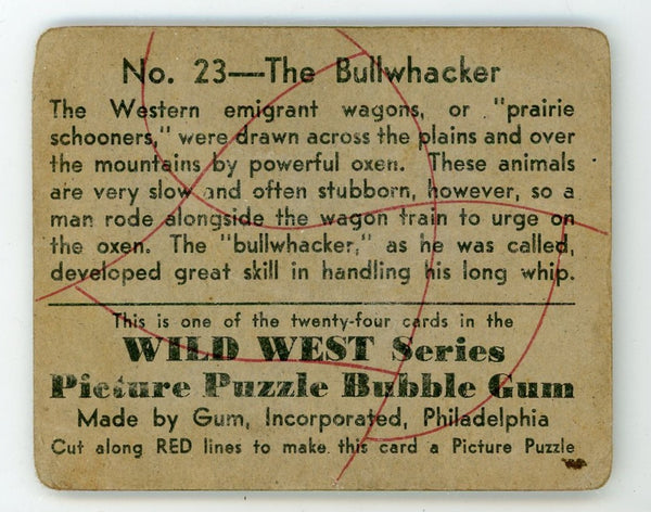 The Bullwhacker Wild West Series Picture Puzzle Bubble Gum #23 Card