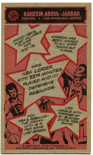 Kareem Abdul-Jabbar 1976-77 Topps First Team All-Star Oversized Card