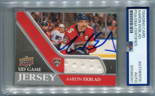 Aaron Ekblad Autographed 2020 - 2021 Upper Deck UD Game Jersey Card #GJ-AE PSA/DNA Certified