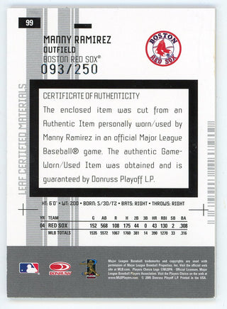 Manny Ramirez 2005 Leaf Certified Bat Relic #99