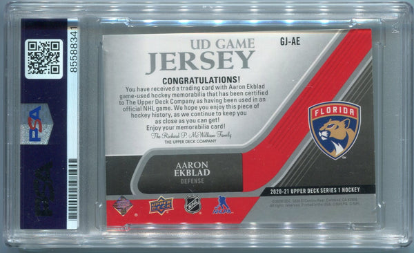 Aaron Ekblad Autographed 2020 - 2021 Upper Deck UD Game Jersey Card #GJ-AE PSA/DNA Certified