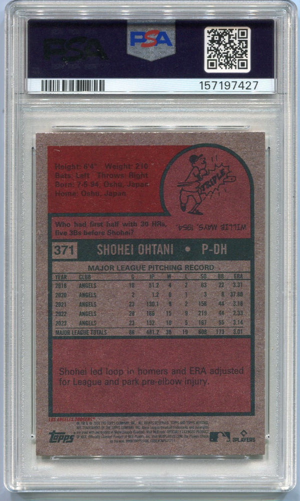 Shohei Ohtani 2024 Topps Heritage Card #371 PSA Graded 8