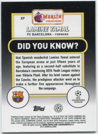 Lamine Yamal 2023 - 2024 Topps Merlin RC #27