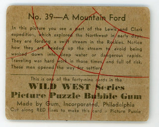 A Mountain Ford Wild West Series Picture Puzzle Bubble Gum #39 Card