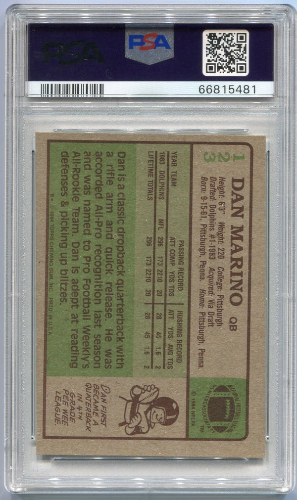 Dan Marino 1984 Topps RC #123 PSA Graded 6