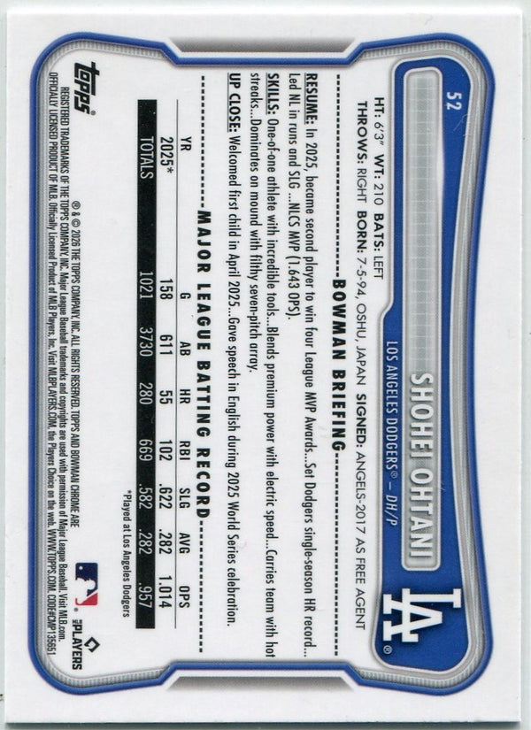 Shohei Ohtani 2026 Bowman Chrome MOJO Refractor Card #52