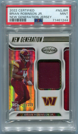 Brian Robinson Jr 2022 Panini Certified New Generation Jersey RC #NGJ-BR PSA Graded 9