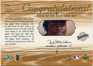 Tony Gwynn 2000 Upper Deck SP Game Used Bat Relic Card #TGw