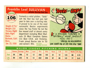 Frank Sullivan 1955 Topps #106 Card