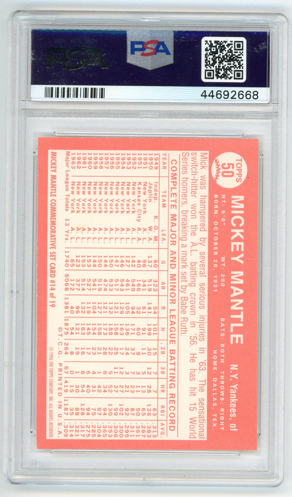 Mickey Mantle 1996 Topps Reprint #14 PSA 10