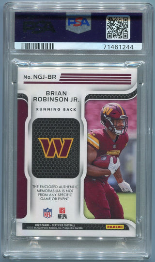 Brian Robinson Jr 2022 Panini Certified New Generation Jersey RC #NGJ-BR PSA Graded 9