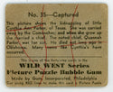 Captured Wild West Series Picture Puzzle Bubble Gum #35 Card