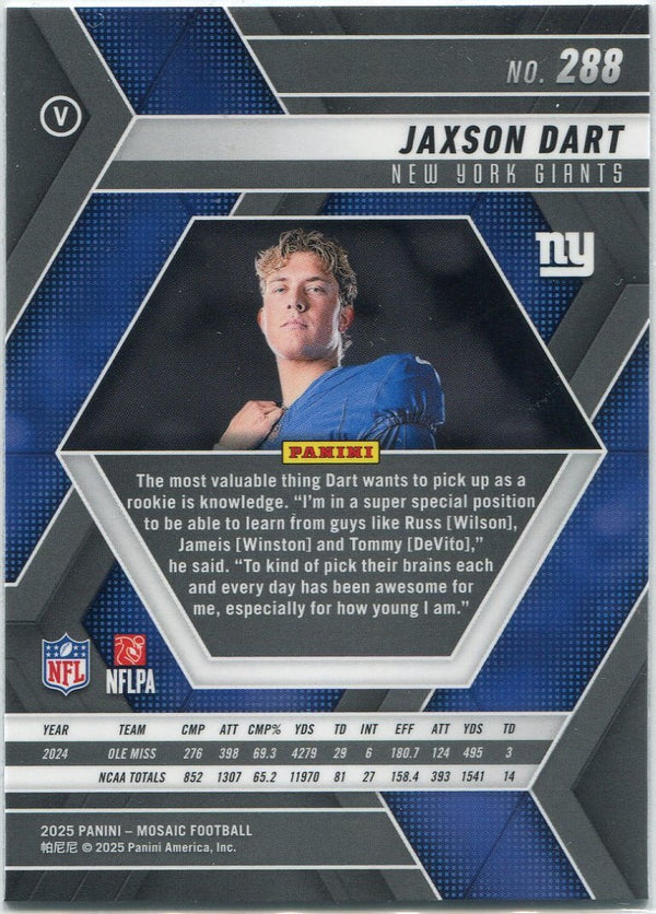 Jaxson Dart 2025 Panini Mosaic Variation RC #288