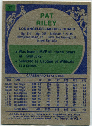 Pat Riley 1975 - 1976 Topps Card #71