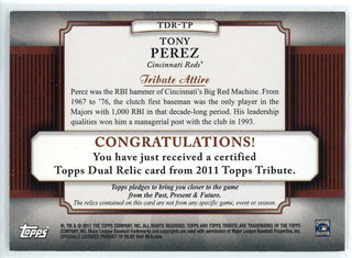 Tony Perez 2011 Topps Tribute Game Used Bat Card #TDR-TP