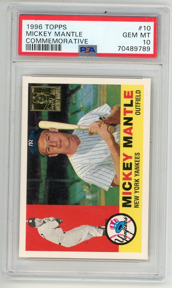 Mickey Mantle 1996 Topps Mickey Mantle Commemorative Set Card #10 PSA 10