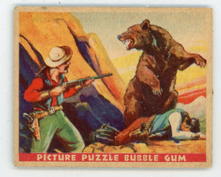 A Battle with a Grizzly Wild West Series Picture Puzzle Bubble Gum #10 Card