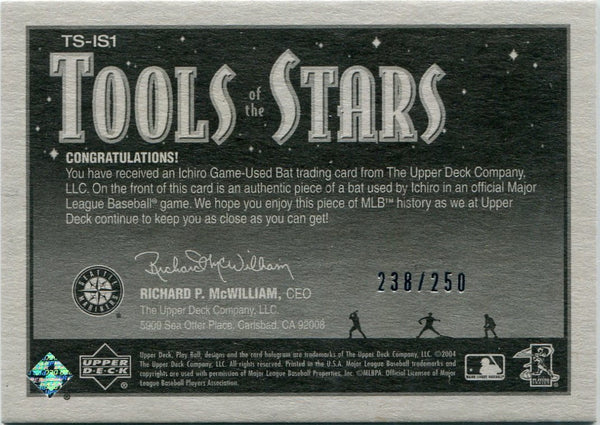 Ichiro 2004 Upper Deck Play Ball Tools Of The Stars Bat Relic #TS-IS1 238/250