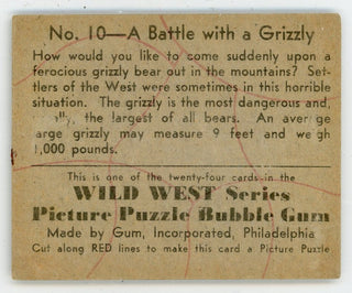 A Battle with a Grizzly Wild West Series Picture Puzzle Bubble Gum #10 Card
