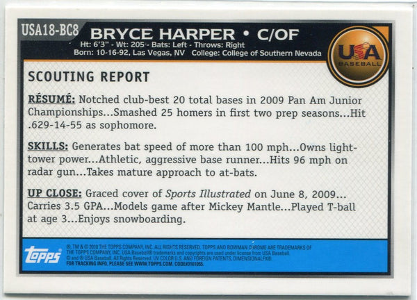 Bryce Harper 2010 Bowman Chrome RC #USA18-BC8