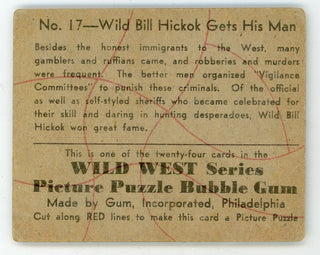 Wild Bill Hickok Gets His Man Wild West Series Picture Puzzle Bubble Gum #17 Card