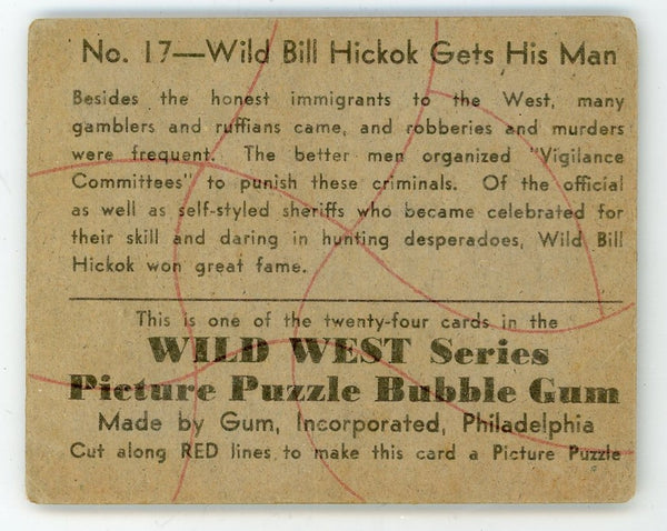 Wild Bill Hickok Gets His Man Wild West Series Picture Puzzle Bubble Gum #17 Card