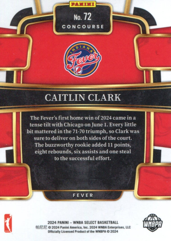 Caitlin Clark 2024 Panini Select Rookie Card #72