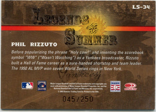 Phil Rizzuto 2003 Donruss Signature Series Legends Of The Summer Card #LS-34 45/250