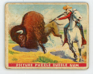 Buffalo Bill Killing a Buffalo Wild West Series Picture Puzzle Bubble Gum #12 Card