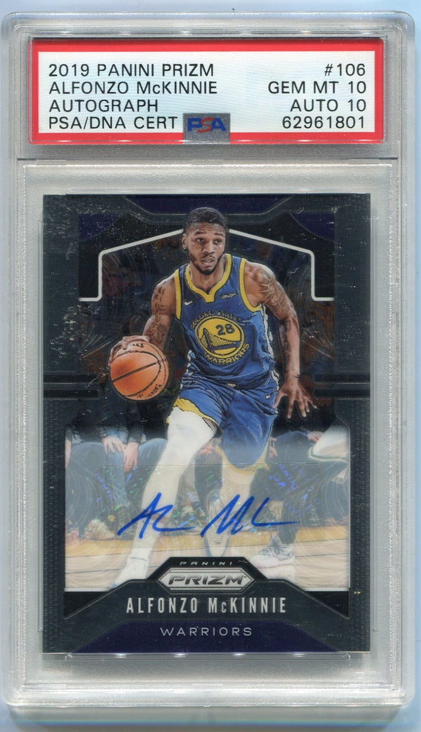 Alfonzo McKinnie 2019 - 2020 Panini Prizm AUTO Card #106 PSA Graded 10