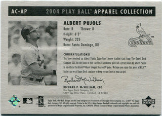 Albert Pujols 2004 Upper Deck Play Ball Apparel Collection Jersey Card #AC-AP
