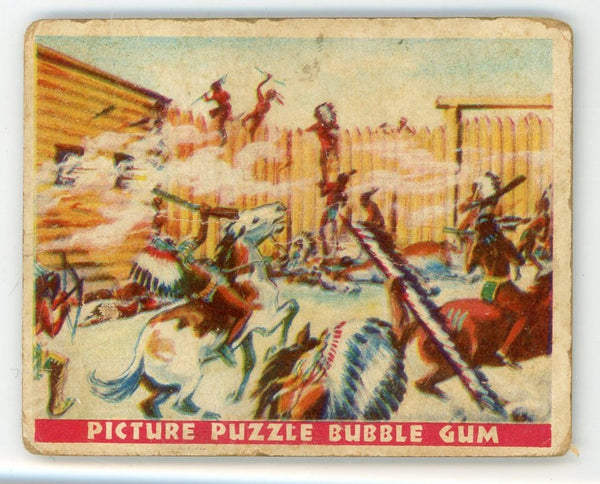 Indians Attacking a Stockade Wild West Series Picture Puzzle Bubble Gum #20 Card