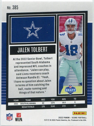 Jalen Tolbert 2022 Panini Score Blue Explosion RC #385 7/20
