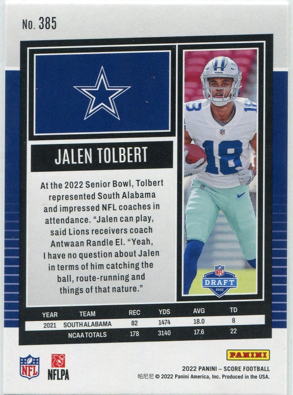 Jalen Tolbert 2022 Panini Score Blue Explosion RC #385 7/20