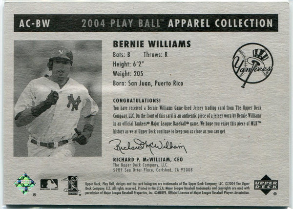 Bernie Williams 2004 Upper Deck Play Ball Apparel Collection Jersey Card #AC-BW