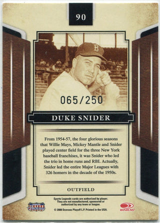Duke Snider 2008 Donruss Americana Mirror Red Parallel Card #90 65/250