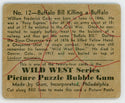 Buffalo Bill Killing a Buffalo Wild West Series Picture Puzzle Bubble Gum #12 Card