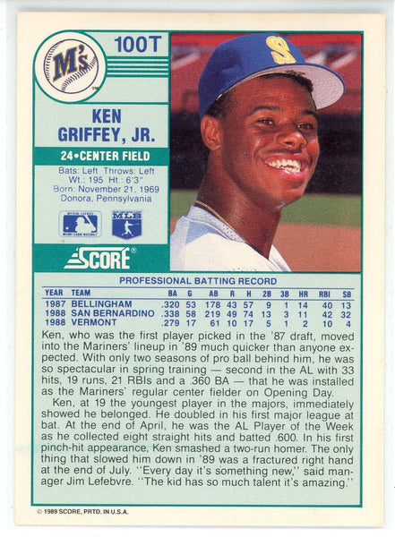 Ken Griffey Jr. Autographed Baseball Rookie Card 1989 Score