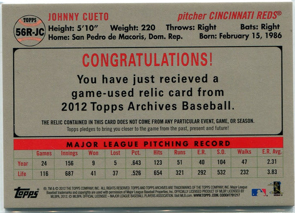 Johnny Cueto 2012 Topps Archives Jersey Card #56R-JC