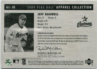 Jeff Bagwell 2004 Upper Deck Play Ball Apparel Collection Jersey Card #AC-JB