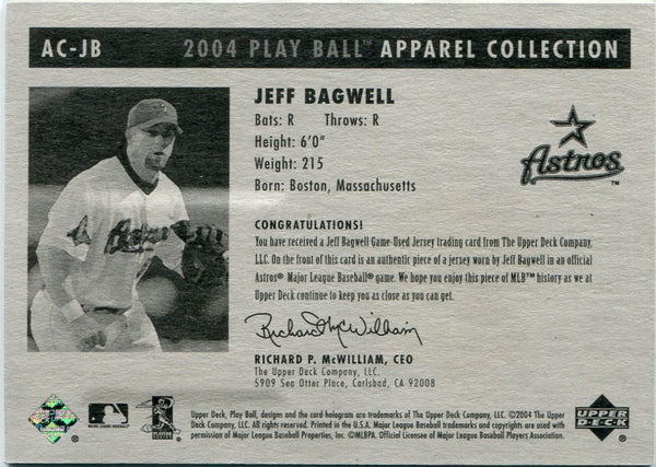 Jeff Bagwell 2004 Upper Deck Play Ball Apparel Collection Jersey Card #AC-JB