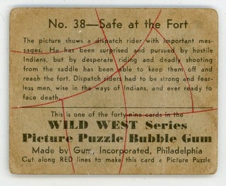 Safe at the Fort Wild West Series Picture Puzzle Bubble Gum #38 Card