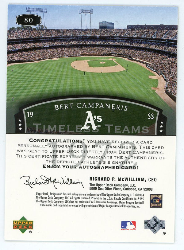 Bert Campaneris 2004 Upper Deck Legends Timeless Teams Autographed #80