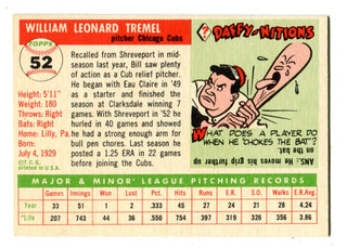 Bill Tremel 1955 Topps #52 Card