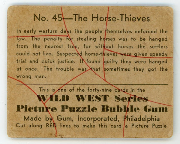 The Horse-Thieves Wild West Series Picture Puzzle Bubble Gum #45 Card