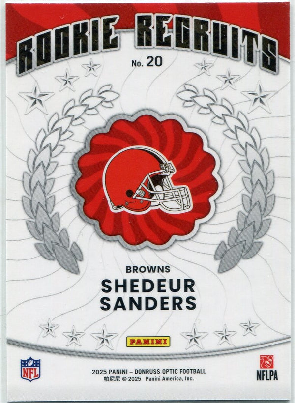 Shedeur Sanders 2025 Panini Donruss Optic Rookie Recruits RC #20