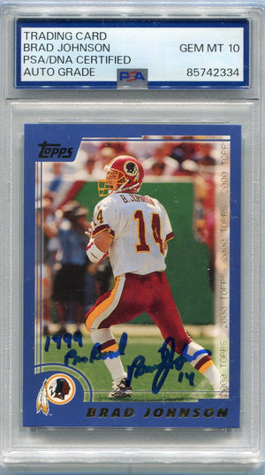 Brad Johnson 2000 Topps Autographed W/Inscription Card #311 PSA/DNA Certified Graded 10