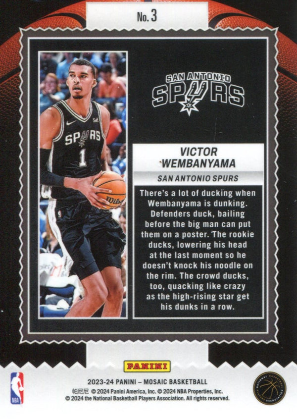 Victor Wembanyama 2023-24 Panini Mosaic Rookie Card #3