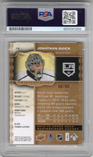 Jonathan Quick 2015 Upper Deck Masterpieces Auto Card PSA Authentic Card /50